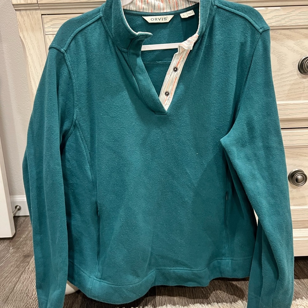 Orvis Teal Quarter-Zip Fleece
